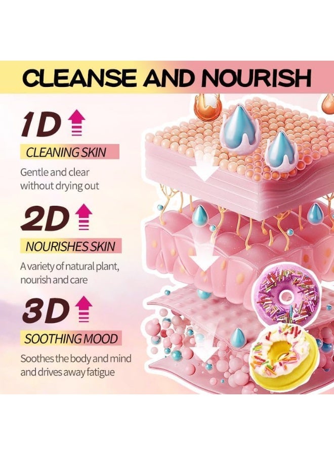 مجموعة هدايا قنابل الاستحمام على شكل دونات للنساء والبالغين والأطفال، رغوة حمام الفقاعات للبالغين، مجموعة هدايا عيد الأم والمرأة - Image 5