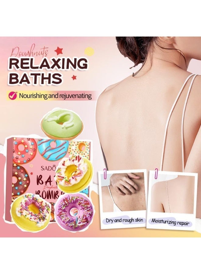 مجموعة هدايا قنابل الاستحمام على شكل دونات للنساء والبالغين والأطفال، رغوة حمام الفقاعات للبالغين، مجموعة هدايا عيد الأم والمرأة - Image 1