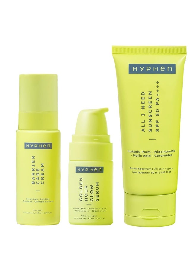 Hyphen Daily Face Care Regime for Combination & Oily Skin | 3 Step Facial Kit Routine with Face Serum, Cream & Sunscreen SPF 50 To Control Excess Oil & Improve Skin Barrier - Image 1