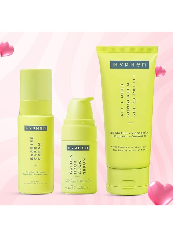 Hyphen Daily Face Care Regime for Combination & Oily Skin | 3 Step Facial Kit Routine with Face Serum, Cream & Sunscreen SPF 50 To Control Excess Oil & Improve Skin Barrier - Image 2