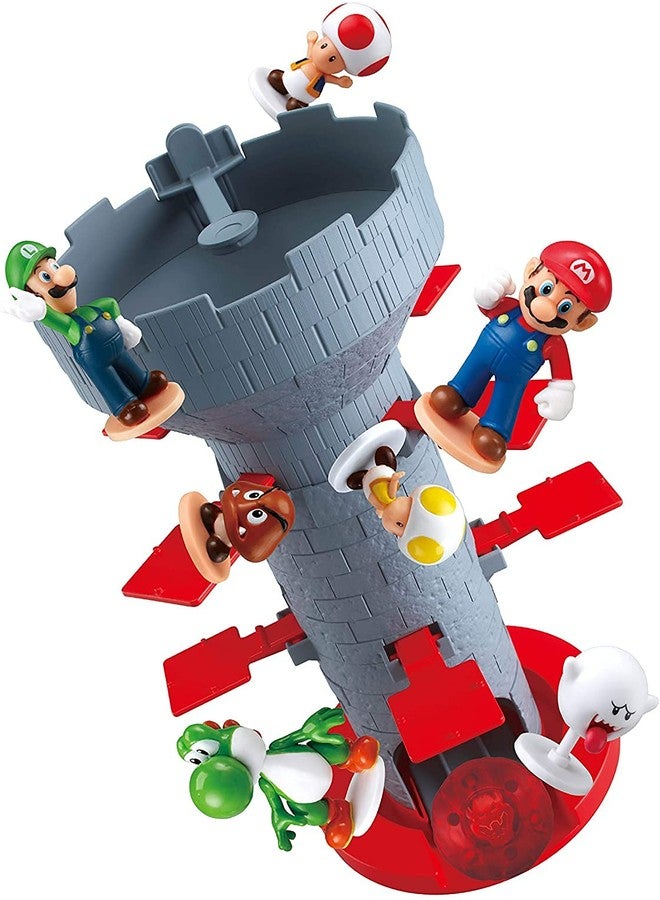 Epoch Games Super Mario Blow Up! Shaky Tower Balancing Game - Tabletop Skill and Action Game with Collectible Super Mario Action Figures (Pack of 6) - Image 1