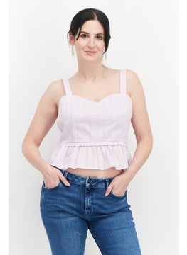 Women Sweetheart Neck Sleeveless Textured Top, Lilac