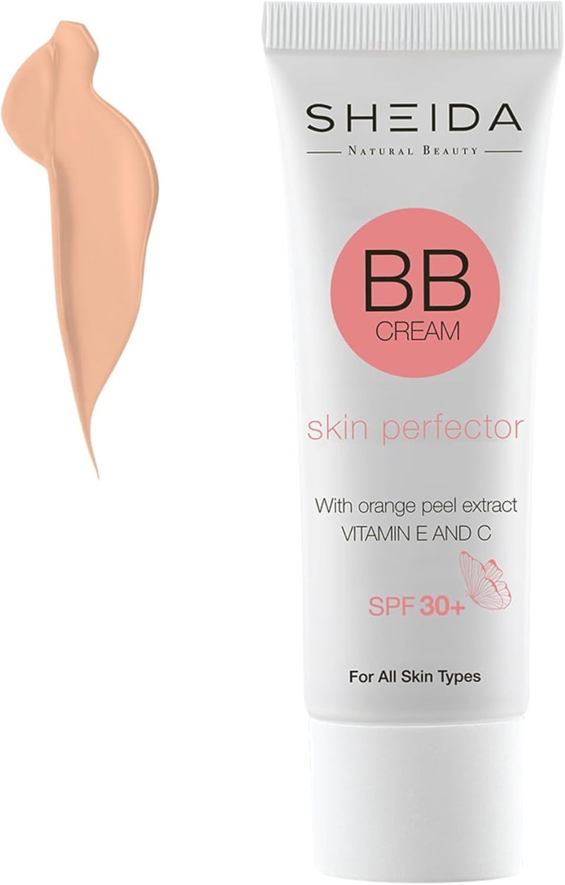 SHEIDA BB Creme Tinted Day Cream with SPF 30 24h Moisture and Skin Optimiser for an Even Complexion Enriched with Vitamin E C Multifunctional Care with Sun Protection Extra Light One Size