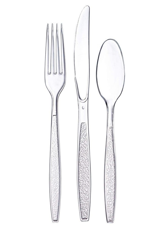 GUSTO [360 Combo Box] Clear Plastic Silverware, Heavy Weight Disposable Utensils - 180 Forks, 120 Spoons, 60 Knives, Perfect for Wedding, Parties and Events - (Formerly Comfy Package) - Image 2