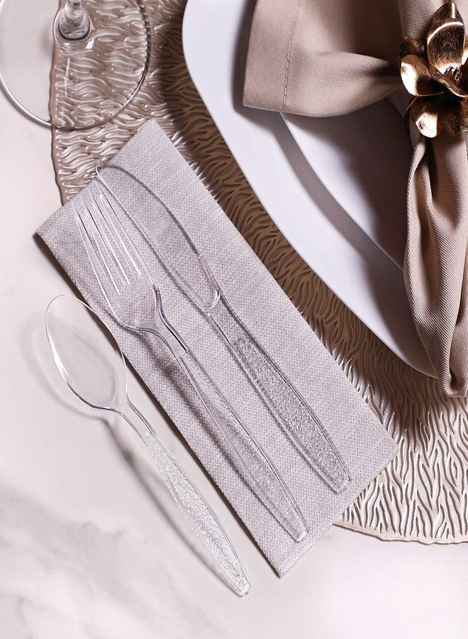 GUSTO [360 Combo Box] Clear Plastic Silverware, Heavy Weight Disposable Utensils - 180 Forks, 120 Spoons, 60 Knives, Perfect for Wedding, Parties and Events - (Formerly Comfy Package) - Image 3