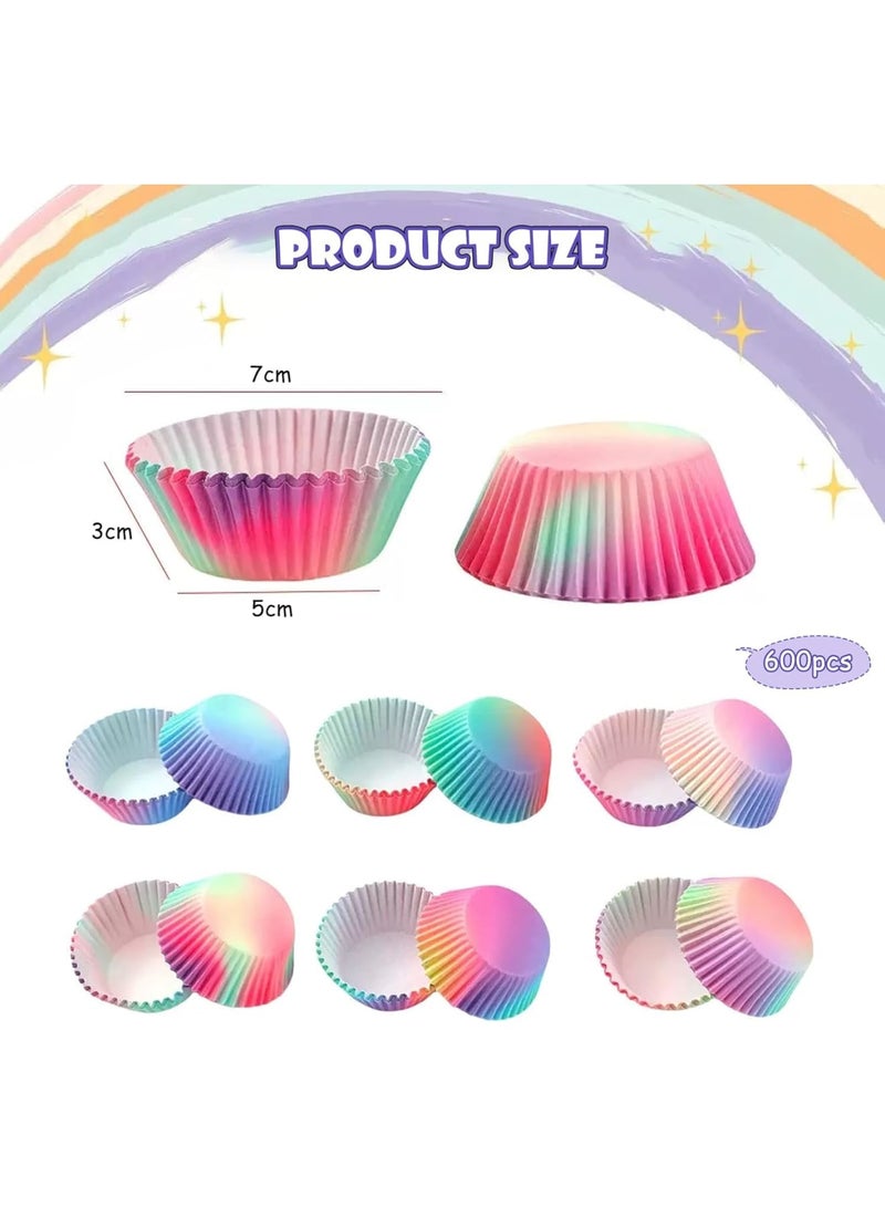 SYOSI Cupcake Baking Cups, 600 Pcs Greaseproof Paper Cupcake Cases in 6 Colors for Muffins Cupcakes and Desserts, Ideal for Birthday Parties Weddings Home Events (3 * 5 * 7cm) - Image 2