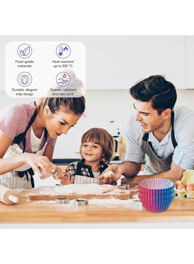 SYOSI Cupcake Baking Cups, 600 Pcs Greaseproof Paper Cupcake Cases in 6 Colors for Muffins Cupcakes and Desserts, Ideal for Birthday Parties Weddings Home Events (3 * 5 * 7cm) - Image 4