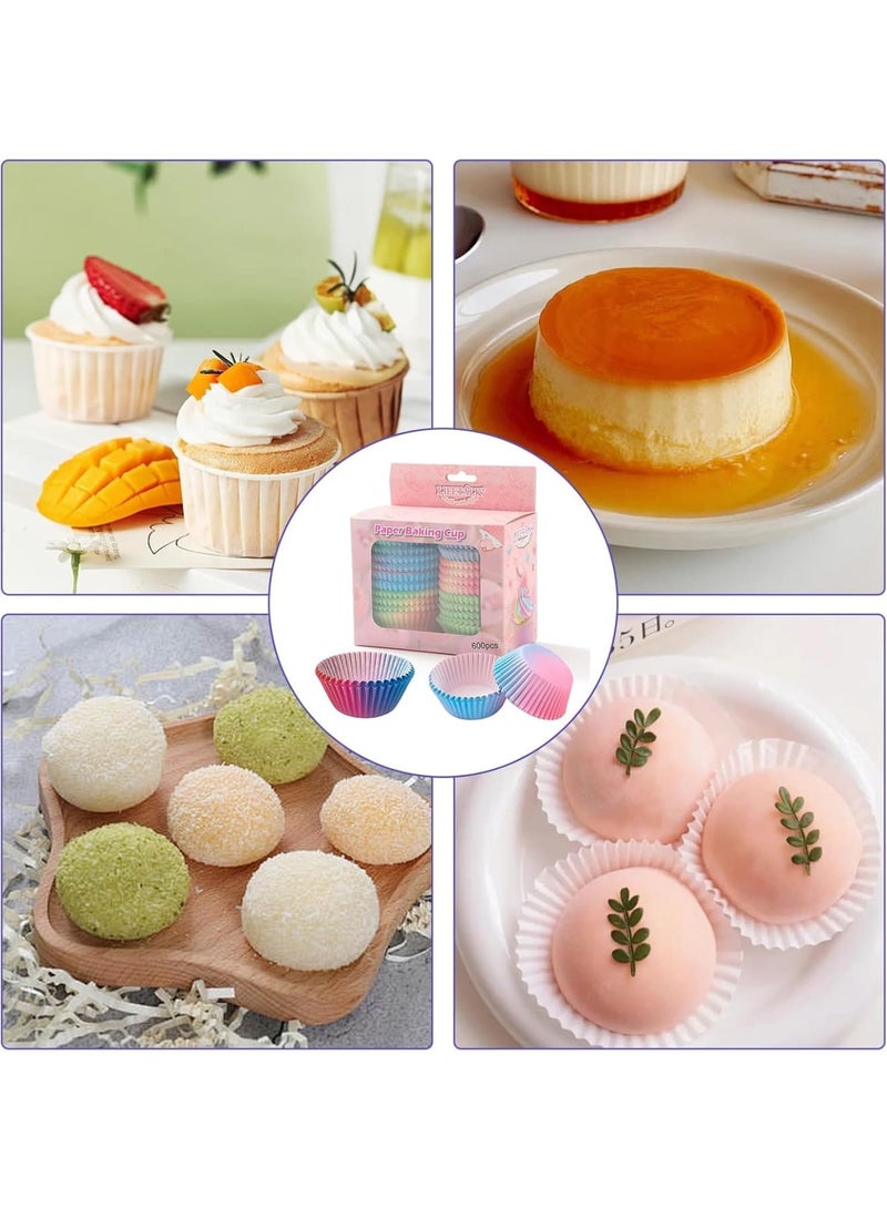 SYOSI Cupcake Baking Cups, 600 Pcs Greaseproof Paper Cupcake Cases in 6 Colors for Muffins Cupcakes and Desserts, Ideal for Birthday Parties Weddings Home Events (3 * 5 * 7cm) - Image 5