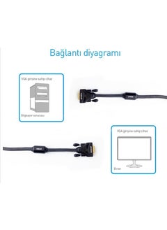 PrimeX Plus Prolink PR-V001 1.5 Meter VGA Cable, EMI Filtered Gold Tip Braided VGA Cable  - Image 2