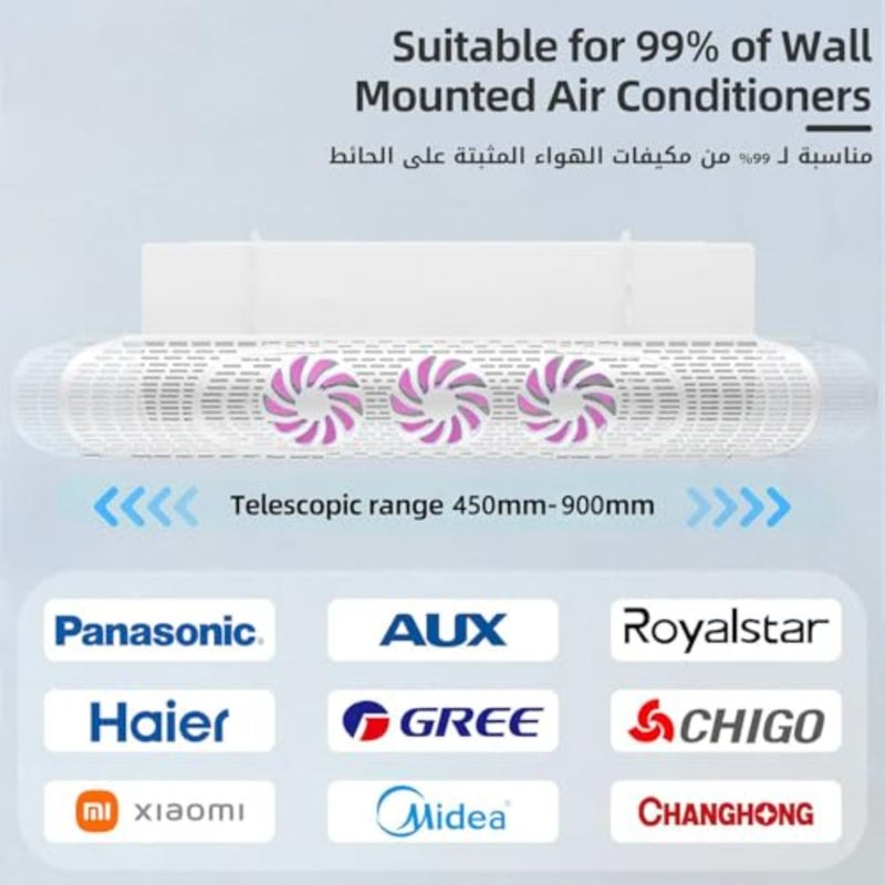 عاكس مكيف هواء سبليت للاستخدام المنزلي، مادة بلاستيك ABS، لون وردي، شفرات مروحة قابلة للتعديل لاتجاه تدفق الهواء الدقيق دون حفر على الحائط - Image 3
