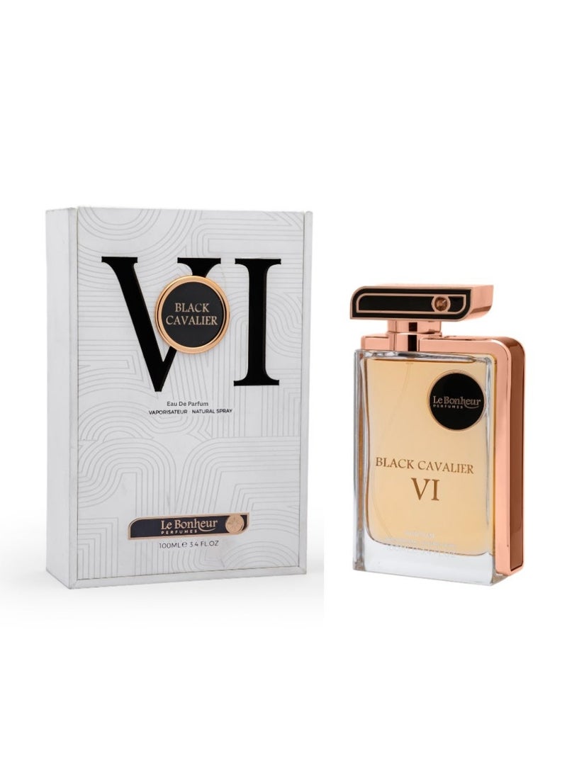 كافاليير بيرفيوم لي بونهور بلاك كافالير VI عطر للجنسين 100 مل برائحة خشبية تابليه فاخرة مع البرغموت والزنجبيل والبنفسج والميرمية وخشب الأرز وخشب الصندل والباتشولي عطر طويل الثبات فاخر للرجال والنساء - Image 1