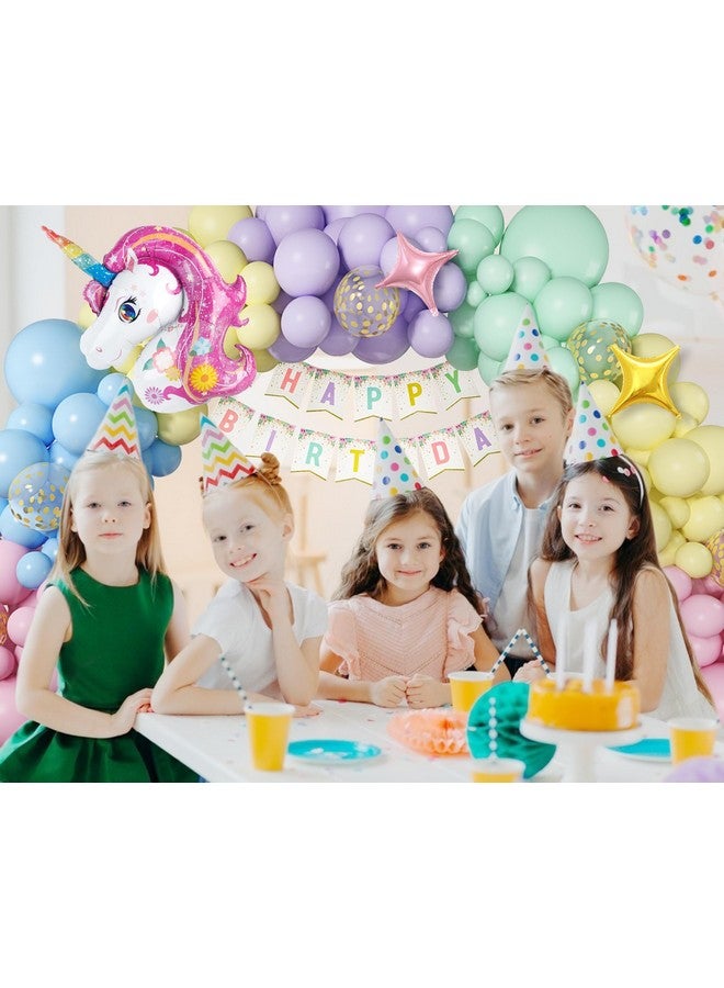 Ouddy Unicorn Balloons Arch Garland Kit 146Pcs Rainbow 40" Unicorn Balloon Pastel Pink Purple Blue Confetti Balloons Happy Birthday Banner For Ice Cream Baby Shower Unicorn Birthday Party Decorations - Image 4