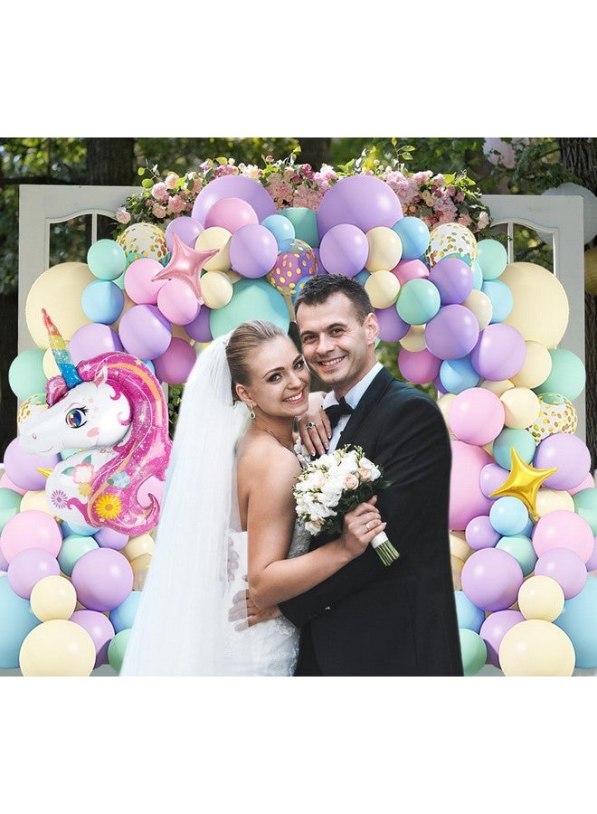 Ouddy Unicorn Balloons Arch Garland Kit 146Pcs Rainbow 40" Unicorn Balloon Pastel Pink Purple Blue Confetti Balloons Happy Birthday Banner For Ice Cream Baby Shower Unicorn Birthday Party Decorations - Image 5