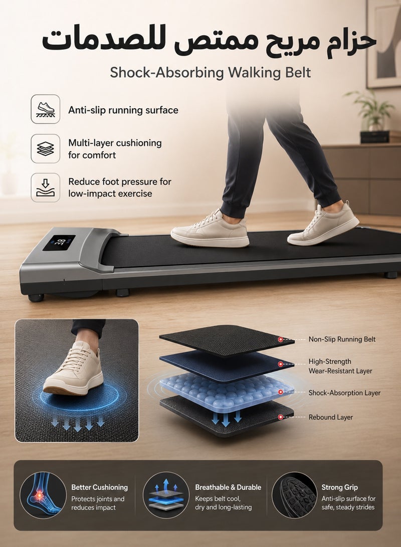 فافاري جهاز مشي كهربائي رفيع Walking Pad، مشاية منزلية قابلة للتخزين مع شاشة رقمية، جهاز مشي للمكتب والمنزل والتمارين الخفيفة، يتحمل حتى 100 كجم، أسود - Image 5