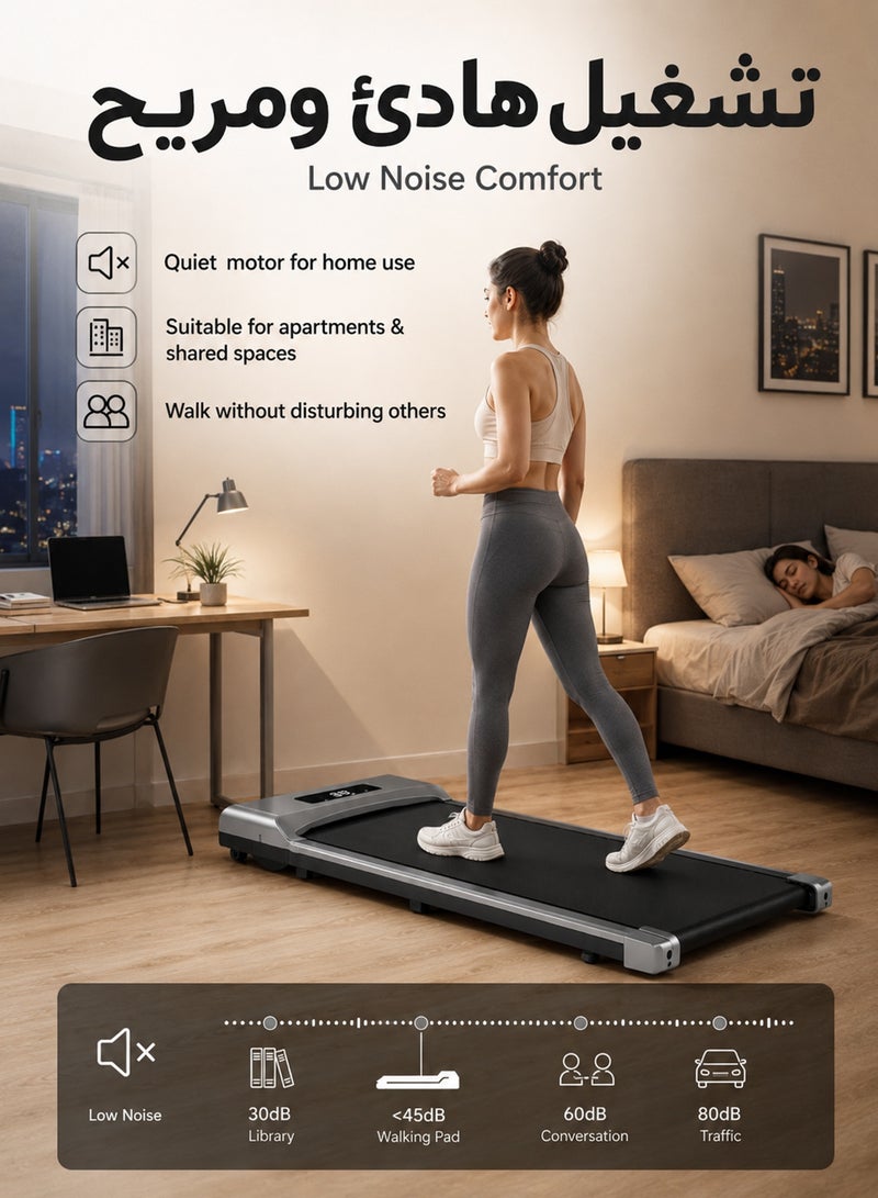 فافاري جهاز مشي كهربائي رفيع Walking Pad، مشاية منزلية قابلة للتخزين مع شاشة رقمية، جهاز مشي للمكتب والمنزل والتمارين الخفيفة، يتحمل حتى 100 كجم، أسود - Image 3