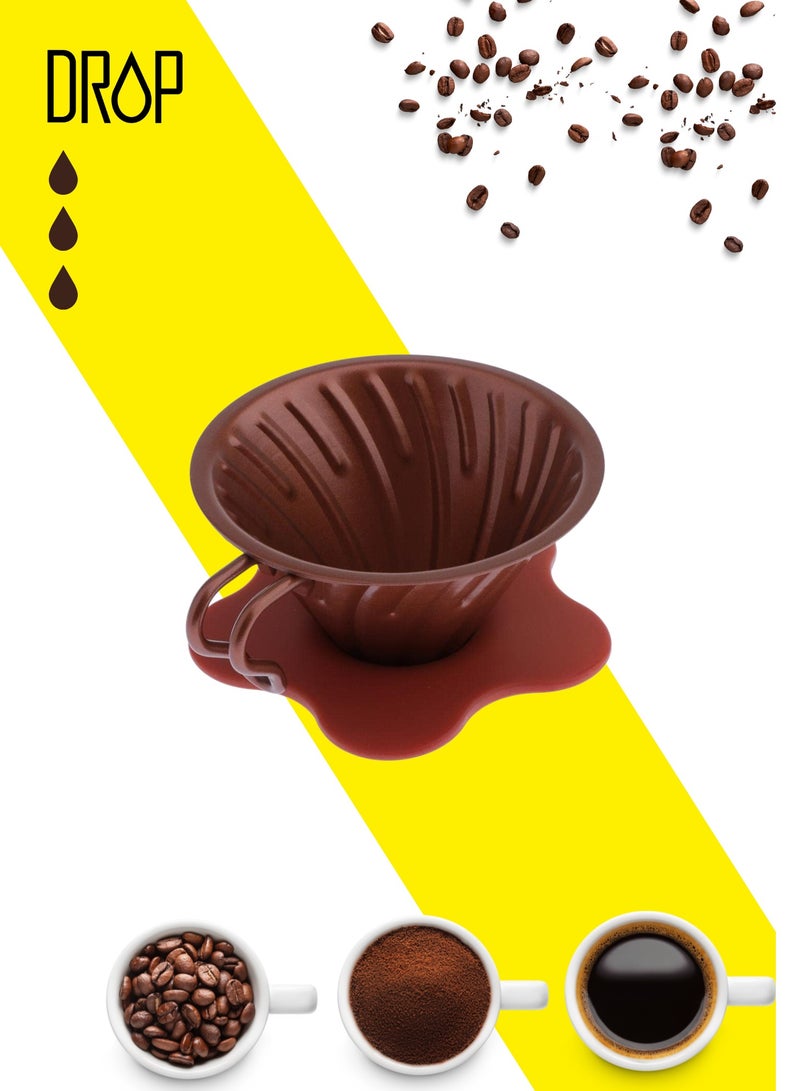 Diguo V60 الفولاذ المقاوم للصدأ صب أكثر من مخروط القهوة المنقط حامل مرشح الكأس V60 منقط القهوة المعدني - Image 1