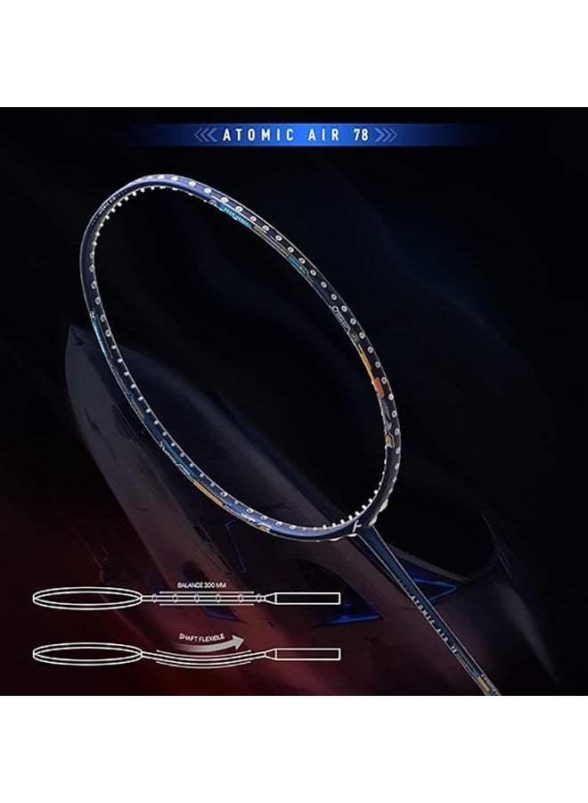 Atomic Air 78 Carbon Fibre Strung Badminton Racket with Full Racket Cover | For Intermediate Players | 78grams | Maximum String Tension - 32lbs