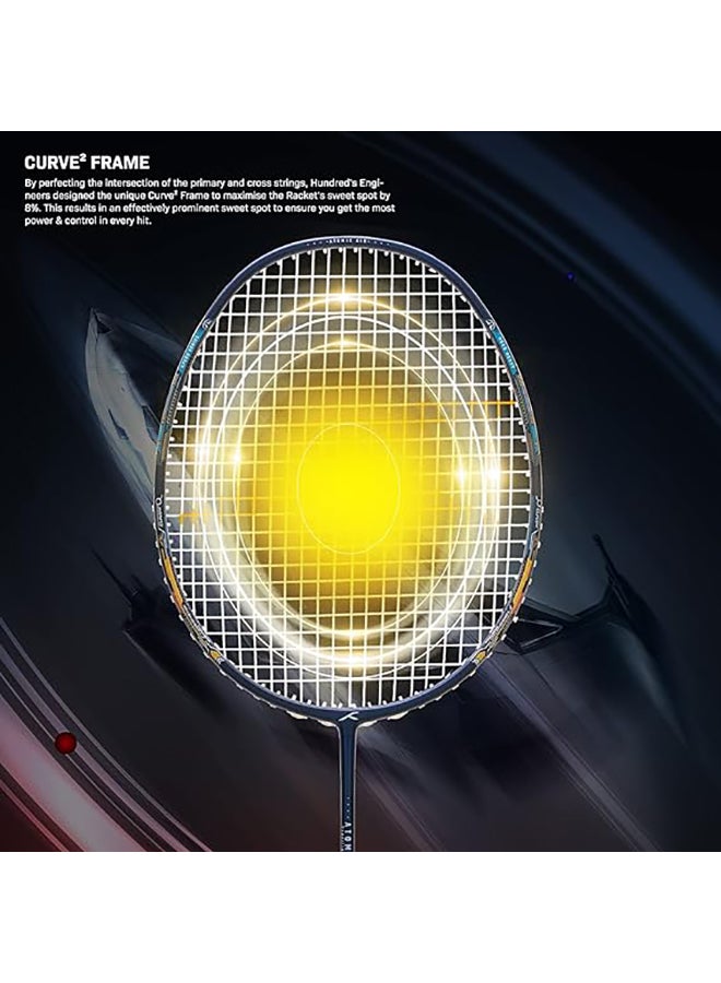 Atomic Air 78 Carbon Fibre Strung Badminton Racket with Full Racket Cover | For Intermediate Players | 78grams | Maximum String Tension - 32lbs