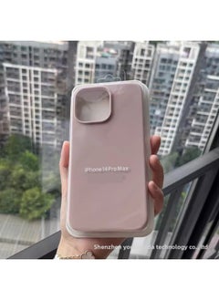 Suitable For iphone16 Solid Silicone Phone Case For Apple 15 Official Same Liquid 14 All-inclusive 13 Drop-resistant Case-Color:Sand Pink [with Packaging Box + Label]-Applicable Models:For iphone14promax
