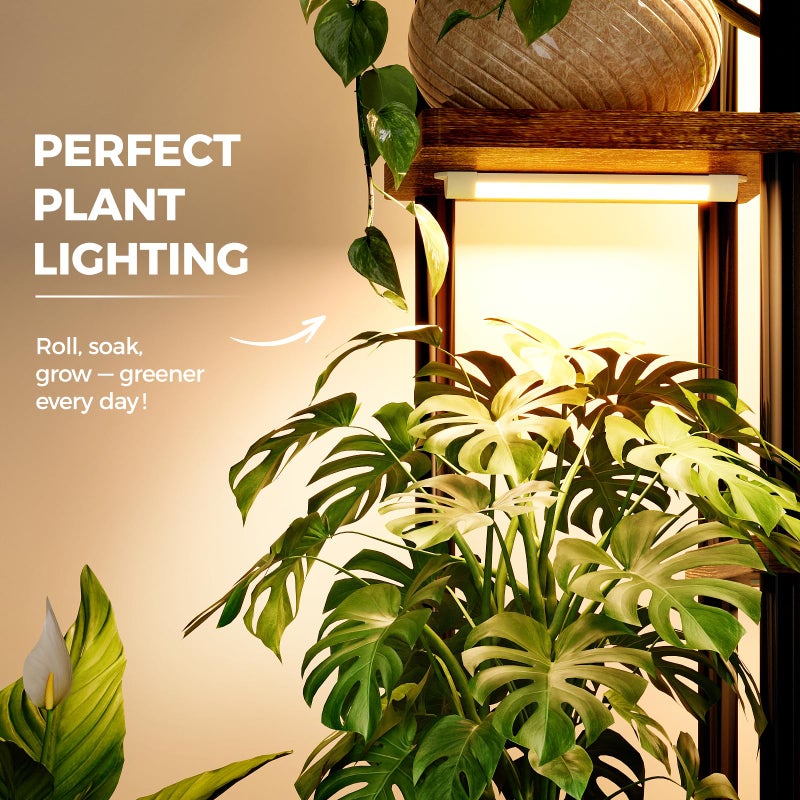 Bamworld Plant Stand with Grow Light for Indoor Plants Corner 7 Tier Metal Plant Shelf Wood Flower Stand for Home Living Room Decor Patio Decor - Image 2