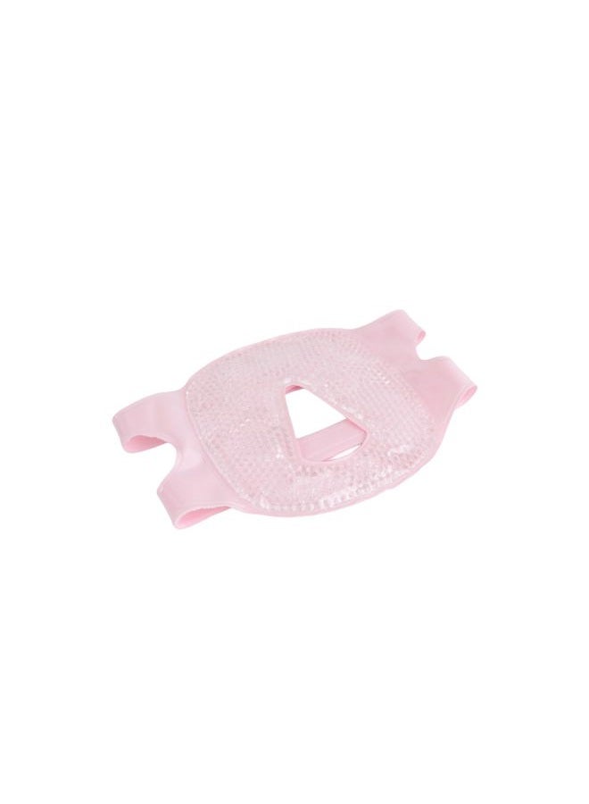 FOMI Hot and Cold Therapy Gel Bead Full Facial Mask Care | Ice Face Mask for Migraine Headache, Stress Relief | Reduces Eye Puffiness, Dark Circles | Fabric Back (Full Face w/o Eye Holes Pink) - Image 5