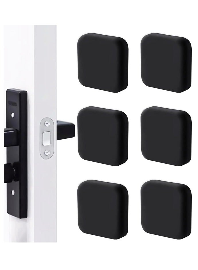 6 Black Door Stopper Wall Protector, Sturdy Self Adhesive,Soft and Transparent,Washable Reusable Shock Absorbent Gel for Home Office - Image 1