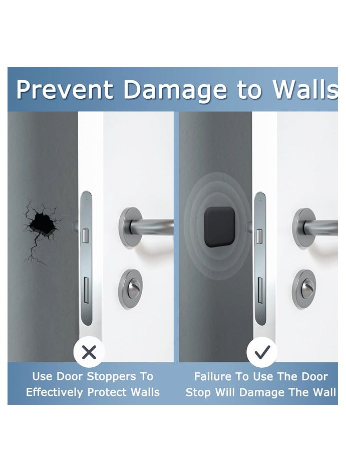 6 Black Door Stopper Wall Protector, Sturdy Self Adhesive,Soft and Transparent,Washable Reusable Shock Absorbent Gel for Home Office - Image 3