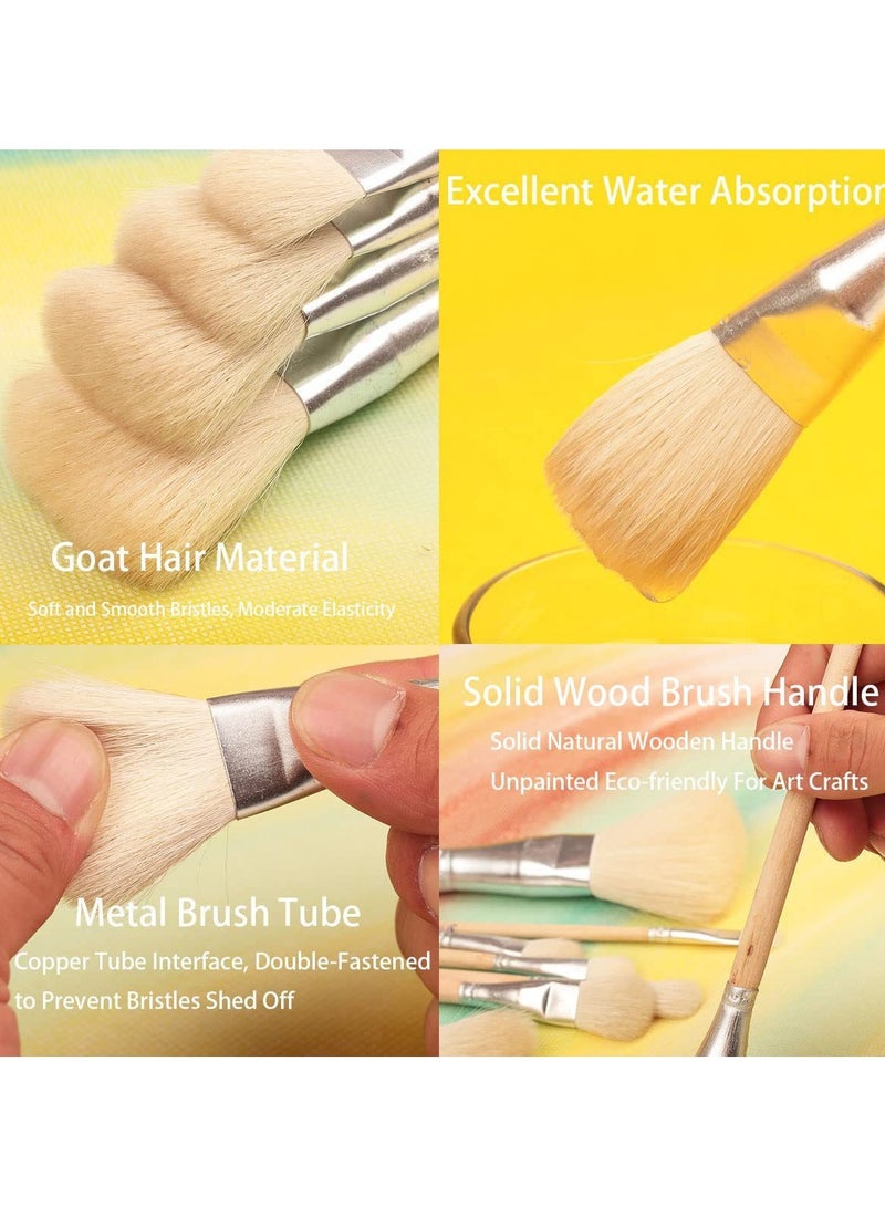 10 PCS Assorted Size Paint Brush Gilding Brush Gold Leaf Goat Hair Duster Flat Hake Brush Sweep Mops for Watercolor, Wash, Ceramic Pottery Painting, Metallic Foil Flakes Art Crafts Supplies - Image 5