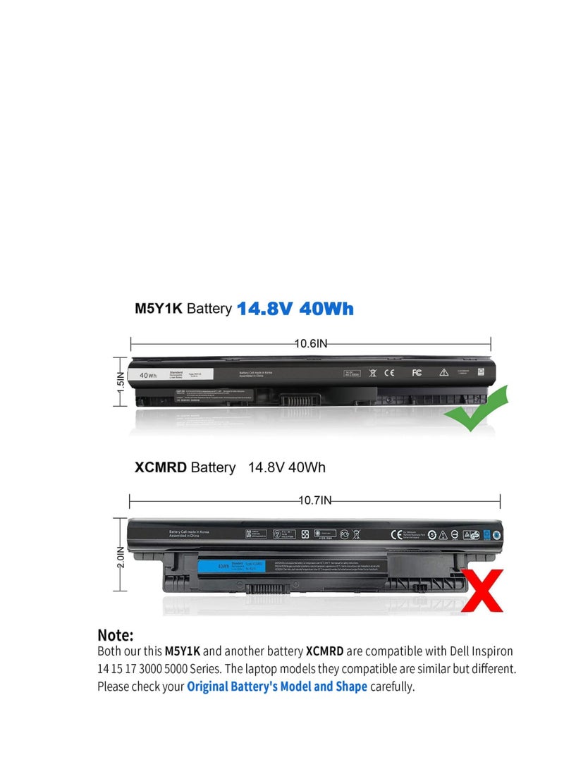 Terabyte 40WH M5Y1K HD4J0 Battery Compatible with Dell Inspiron 15 3551 3552 3558 5558 5559 14 3451 3452 3458 17 5755 5756 5758 5759 INS14UD-1328W 1528B Vostro 3458 3558 GXVJ3 VN3N0 991XP M5YIK 453-BBBQ P60G - Image 4