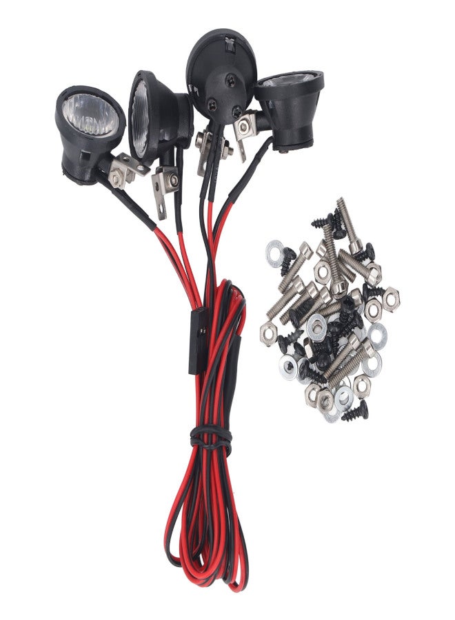 مصباح LED للسيارة RC 4LED مصابيح أمامية دائرية عالية السطوع لسيارة 1/10 RC كراولر ل Axial ل SCX10 90046 ضوء أبيض - Image 1