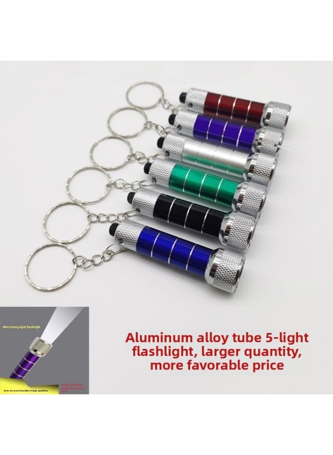Aluminum Alloy 5LED Portable Small Flashlight Mini Travel Convenient Keychain Light Manufacturers Wholesale-Color:Black  - Image 2