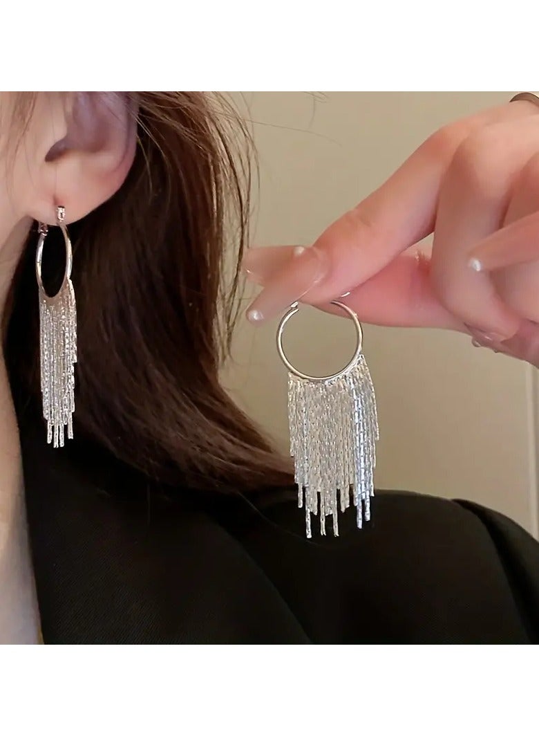 Goolsky زوج من أقراط هووب بتصميم أنيق ومطلي بالذهب - أسلوب عصري وبسيط، نحاس مع دعامات من الفولاذ المقاوم للصدأ، مثالي للملابس غير الرسمية، أقراط مبتكرة - Image 2