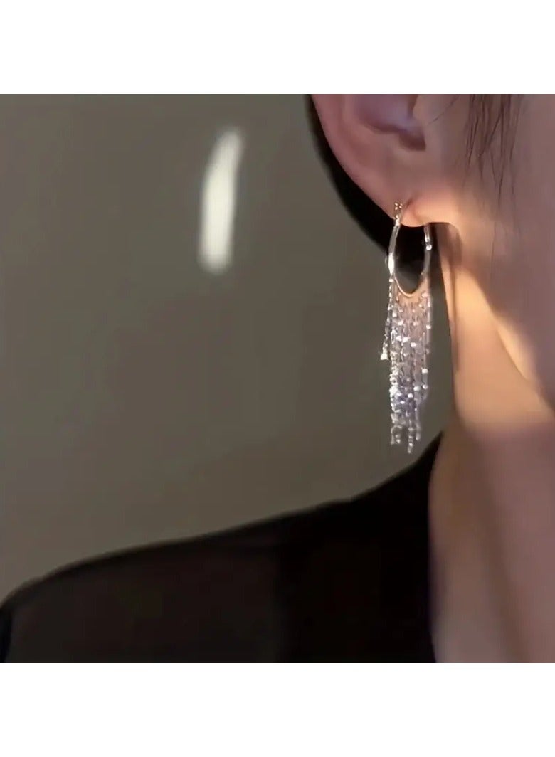 Goolsky زوج من أقراط هووب بتصميم أنيق ومطلي بالذهب - أسلوب عصري وبسيط، نحاس مع دعامات من الفولاذ المقاوم للصدأ، مثالي للملابس غير الرسمية، أقراط مبتكرة - Image 3