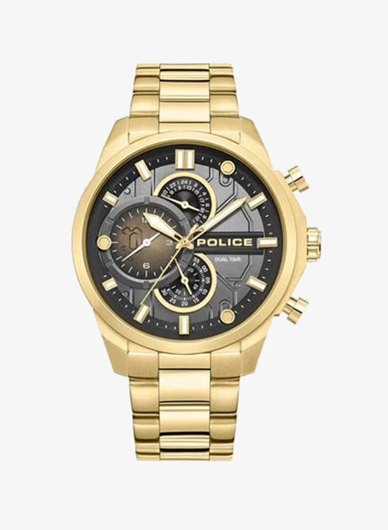 Police Reactor Black Dial Gold Stainless Steel Bracelet Multifunction Watch for Men - 46mm