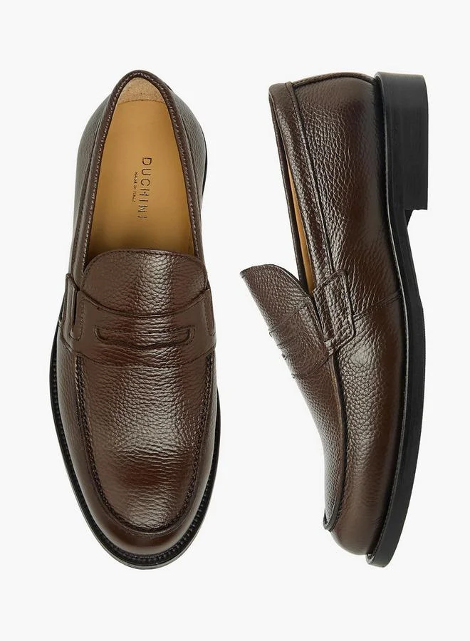 DUCHINI Men Textured Leather Loafers