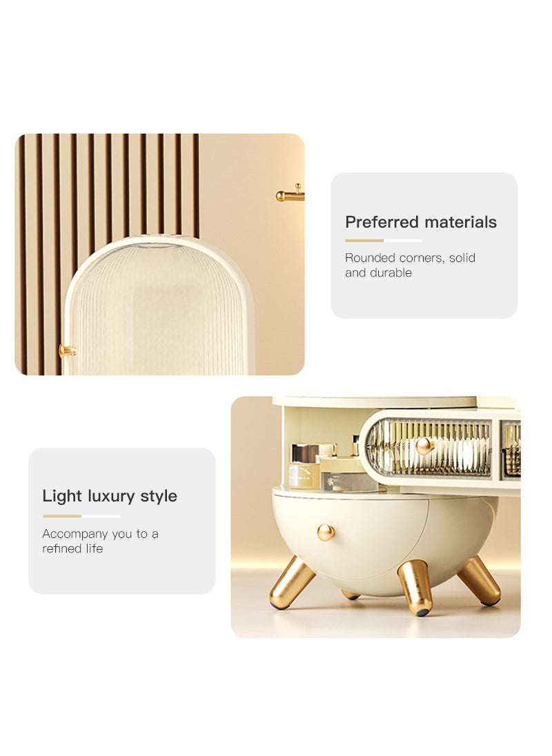 Cosmetic Storage Box, Desktop Dressing Table Jewelry Mirror, Integrated Large-capacity Cosmetics Display Cabinet, Scalable Adjustment