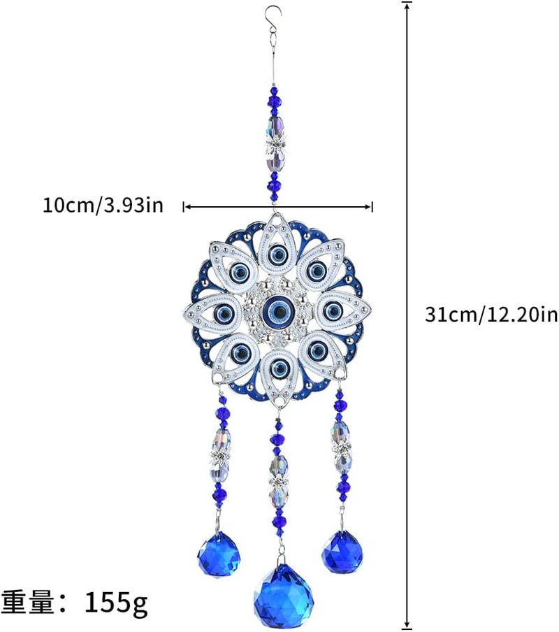 MENGSOOD Evil Eye Car Hanging Ornament,Blue Evil Eye for Rear View Mirror Evil Eye Decor Good Luck Charm Window Hanging Sun Catcher Decor Car Amulet Ornament for Protection & Blessing (Flower) - Image 1