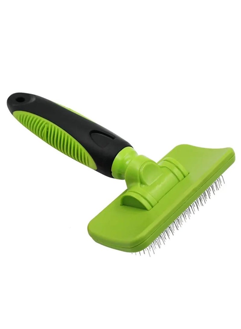 Nunbell Fida Self Cleaning Slicker Brush with Protective Ball Tips, Dog Brush/Cat Brush for Shedding and Grooming Loose Undercoat, Mats - for Small, Medium & Large Dogs and Cats with Short to Long Hair