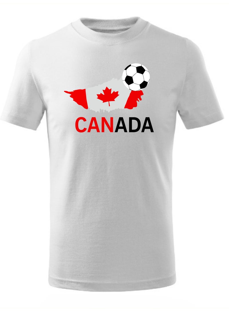 Canada Football Team World Fans printed T shirts Supporting The Team Football Team Jersey T shirts For Men | Women | Kids to win the cup (White)  - Image 1