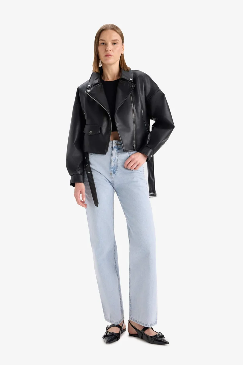 ديفاكتو Faux Leather Faux Leather Jacket