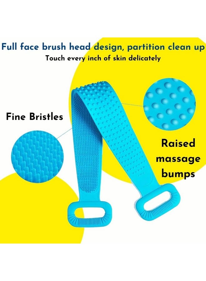 CONSONANTIAM Silicone Body Back Scrubber Bath Brush - Blue | Dead Skin Cells Removing Brush For Men and Women | With Soft Bristles For Gentle Body Cleansing - Image 3