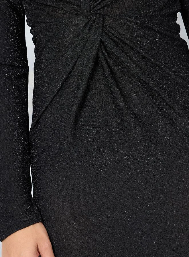 Styli Styli Shimmered Look Sheath Maxi Dress with Knot Detail