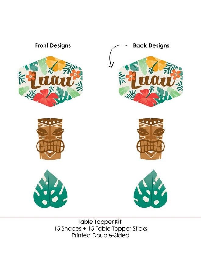 Big Dot of Happiness Tropical Luau Hawaiian Beach Party Centerpiece Sticks Table Toppers Set Of 15  - Image 5