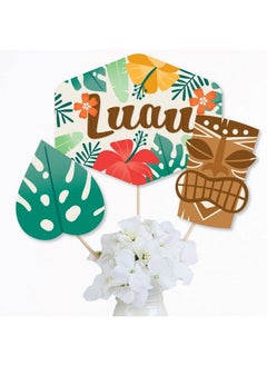 Big Dot of Happiness Tropical Luau Hawaiian Beach Party Centerpiece Sticks Table Toppers Set Of 15  - Image 3