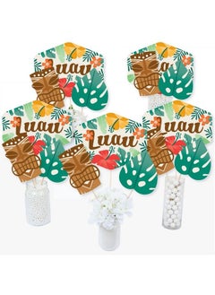Big Dot of Happiness Tropical Luau Hawaiian Beach Party Centerpiece Sticks Table Toppers Set Of 15  - Image 1