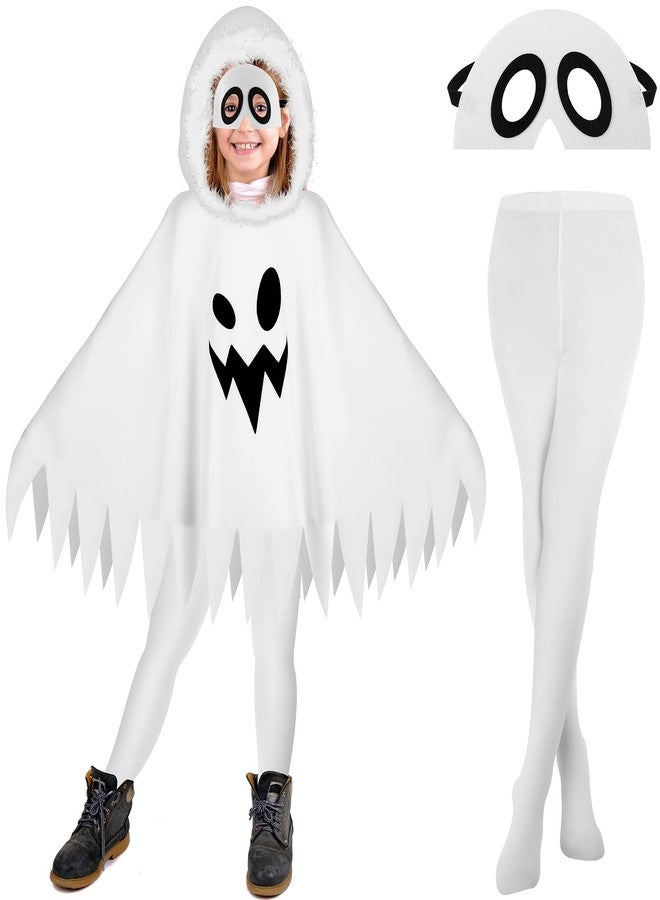 Haysandy 3 Pcs Halloween Unisex Kids Toddler Ghost Costumes Set Scary Fanny Dress Ghost Cloak Tight Mask(3-6 Years,Classic,White) - Image 1
