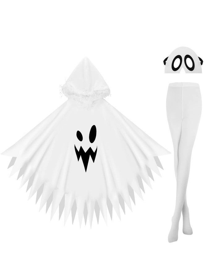 Haysandy 3 Pcs Halloween Unisex Kids Toddler Ghost Costumes Set Scary Fanny Dress Ghost Cloak Tight Mask(3-6 Years,Classic,White) - Image 2