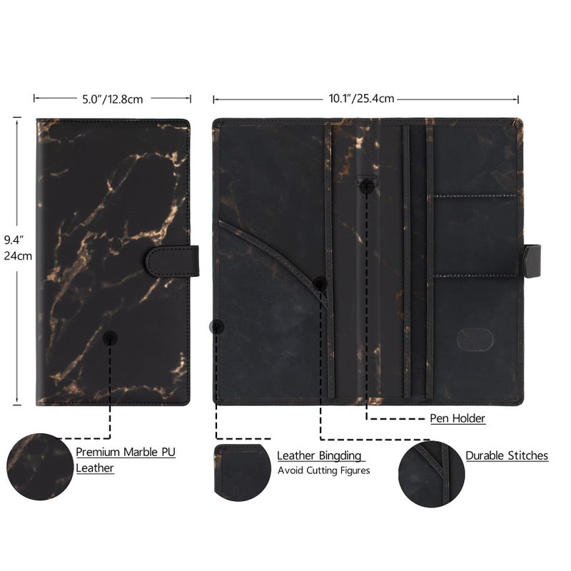 TOURSUIT Car Registration and Insurance Card Holder, Vehicle License Document Glove Box Compartment Organizer, Interior Car Accessories for Women Men (Marble Black) - Image 4