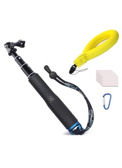 Selfie Stick + Camera Float Accessories Kit for GoPro,19” Waterproof Hand Grip Extension Portable Adjustable Monopod Pole for GoPro Hero 11 10 9 8 MAX 7 Black Silver White/6/5 Black/5S/4/3