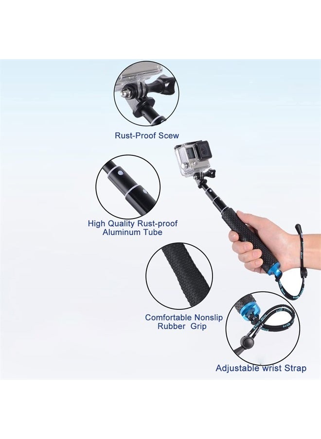 WLPREOE - Selfie Stick + Camera Float Accessories Kit for GoPro,19” Waterproof Hand Grip Extension Portable Adjustable Monopod Pole for GoPro Hero 11 10 9 8 MAX 7 Black Silver White/6/5 Black/5S/4/3 - Image 1